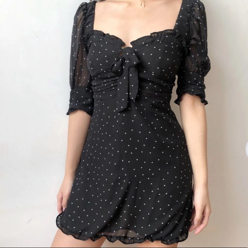 POLKADOT BLACK & WHITE RUFFLE BOUTIQUE DRESS *NEW*